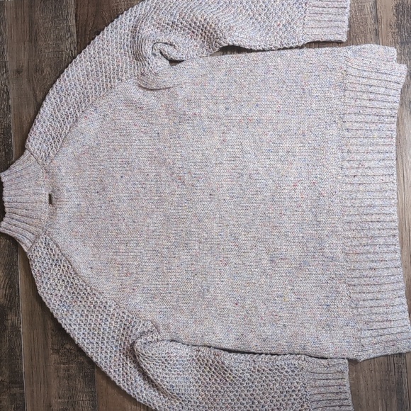 prAna Ibid Sweater Knit Wool Silk Blend Tunic Top Multicolor Speckled Tan XL - Picture 5 of 11